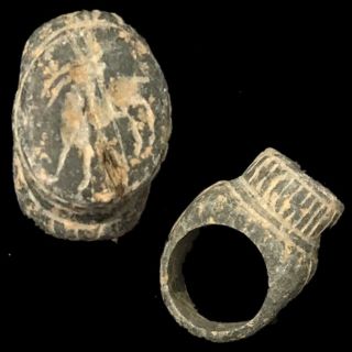 Ancient Gandhara Stone Intaglio Seal Ring,  300 Bc (2)