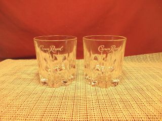 Crown Royal Whiskey Set Of 2 Old Fashioned Rocks Glasses 3 5/8 "