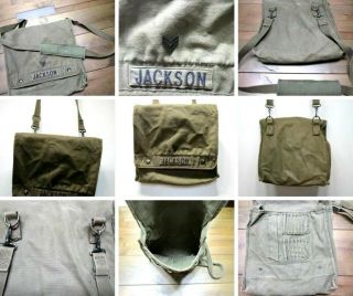 Vintage Ww2 Us Army Shoulder Bag,  Green,  12 " W,  12 " L,  Sgt.  " Jackson "
