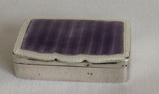 Antique Birmingham Hallmarked Solid Silver Enamel Snuff / Pill Box Gv &co 1910
