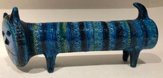 Bitossi Aldo Londi Ceramic Pottery Cat Mid Century Modern Numbered Rimini Blue