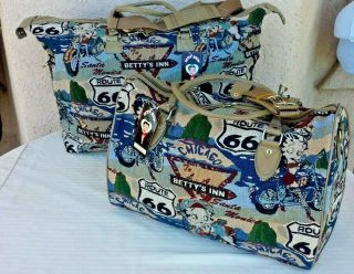Nwt 2004 Betty Boop Collectible Luggage Set Of 2 Canvas Travel Bags