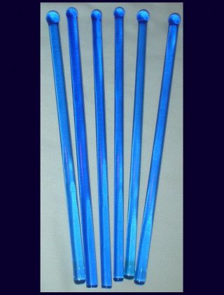 6 Vintage Cobalt Blue Glass Swizzle Sticks Stirrers/6 "