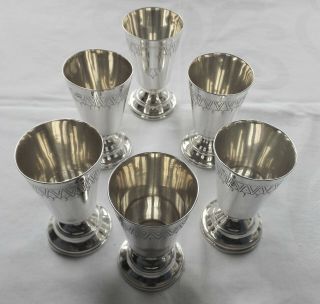 Russian Silver Set Of 6 Vodka Cups Or Goblets - 1893 - 875 Silver