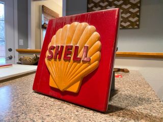 Vintage Plastic Shell Gas Station Oil Sign - Embossed Clamshell - 11 inch square 2