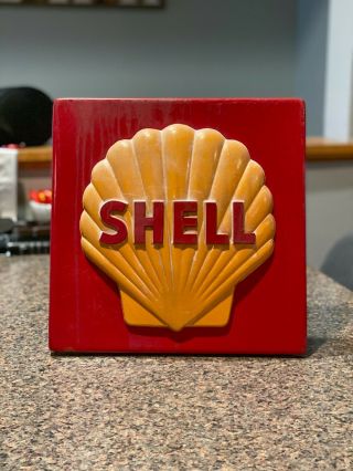 Vintage Plastic Shell Gas Station Oil Sign - Embossed Clamshell - 11 inch square 3