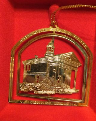 Camerlane 24 Kt Gold Finish Ornament Old State Bank Vincennes Indiana Orig Box