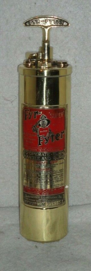 Fyr Fyter Fire Extinguisher Vintage Antique 1 Qt Graphics