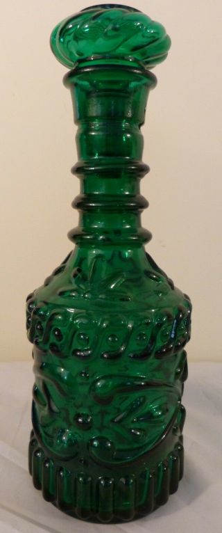 Vintage Jim Beam Clear Emerald Green Glass Decanter - 11 " X 4 "