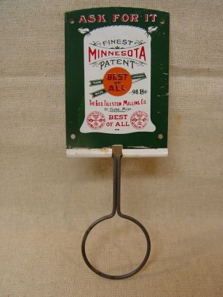 Vintage Ask For Minnesota Patent Flour Tin Advertising Broom Holder Sign