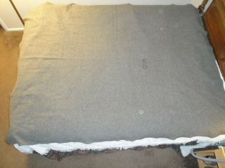 Wwii British Army Grey Wool Blanket,  Large 84 " X 64 " Perfect Cond.  Marked W^d