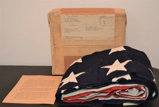 Wwii Era 1949 48 Star Us Flag Sewn Stars Burial Flag In Orignal Box W/notice