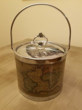 Vintage Ice Bucket - Typvs Orbis Terrarvm - Map Of World Made In Japan