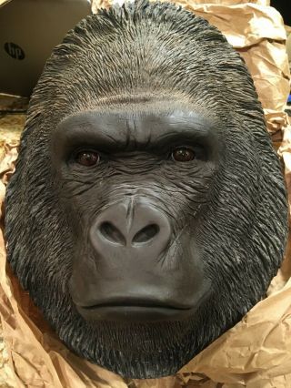 Gorilla Head Sculpture - RARE Sandra Brue Sandicast Signed w/ stand 2