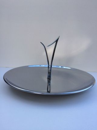 Mid Century Modern Chrome Serving Tray With Chrome Handle (kromex?)