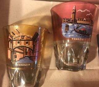 VINTAGE VENICE ITALY LANDMARKS AND ICONS GLASS SHOTGLASSES SET OF 6 2