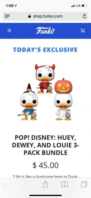 Funko Pop Disney Ducktales Huey Dewey Louie Halloween 3 Pack - Funko Shop Limit