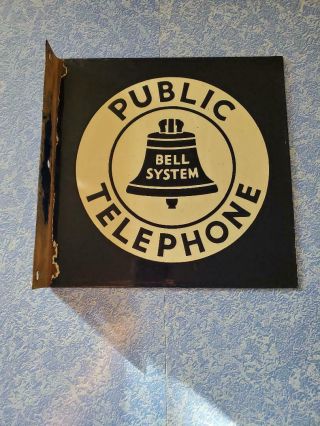 Bell Systems Public Telephone Porcelain Flange Sign 11 " X11 "