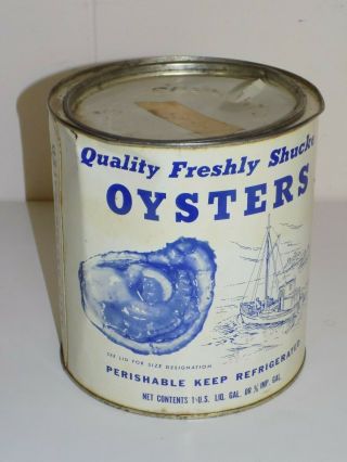 Vintage E.  J.  Conrad Shucked Oyster Can 1 Gallon Mollusk Va