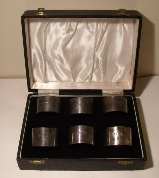 Rare (chelsea F.  C.  ?) Set Of 6 Solid Silver Napkin Rings Charles Boyton And Sons