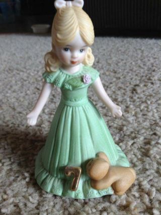 Enesco Birthday Growing Up Girls 7 Year Old Blonde Hair Doll Figurine 1981