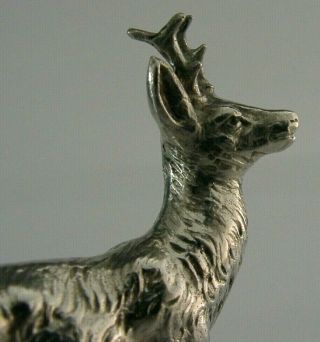 Good Size Solid Silver Miniature Deer Stag Animal Figure 1907 Edwardian Antique