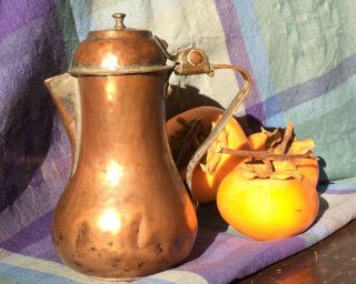 Vtg Copper Brass Islamic Arabic Dallah Turkish Coffee Antique Tea Pot Vessel Jug