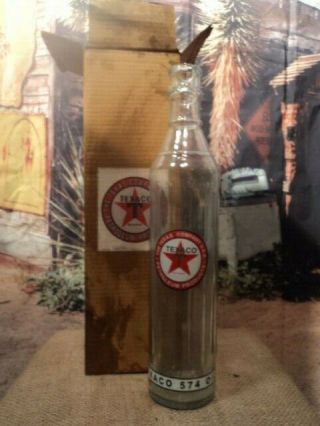 Vintage Texaco Oil Bottle Quart Glass Jar With Box 574 Oil The Texas Co