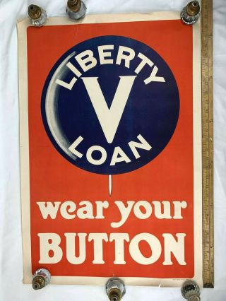 Authentic Ww1 Liberty Loan V Wear Your Button Poster Ketterlinus