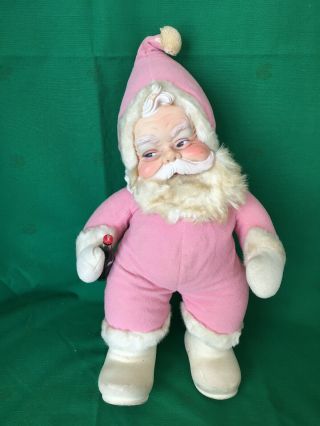 Vintage Rushton Company Pink Santa Claus Doll With Coca Cola Bottle