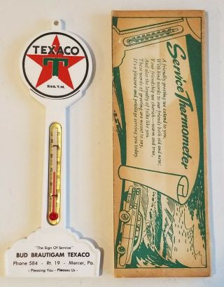 1950s Texaco Gas Station Thermometer Sign Oil Nos Mercer Pennsylvania W Box