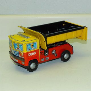 Vintage 1960 Japan Tin Litho Dump Truck,  Friction Toy Vehicle