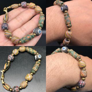 Antique Rare Unique Mosaic Glass Beads Bracelet
