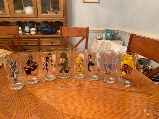 Vintage 1973 Pepsi Collector Series Looney Tunes 8 Glass Set