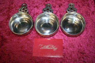 Set Of 3 Vintage Williamsburg Stieff Pewter Porringer Bowl Cw16.  3.  25 "