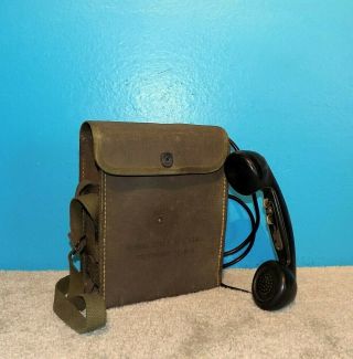 Us Army Signal Corps Ee - 8 - B Field Telephone W/ Canvas Bag
