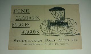 1880 San Francisco Ca Studebaker Bros Carriages Wagons Mcnally Map Or Nevada Id