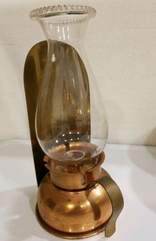 Vintage Coppercraft Guild Copper/brass Hurricane Lamp Candle Holder/wall Sconce