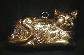 Vintage Copper Tin Mold Kitten Cat Hanging Wall Art Country Farm Kitchen Tool
