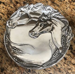 Arthur Court▪cast Aluminum Horse Equestrian 8 " Round Plate Tray Platter▪ 2001