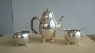 Mid Century Norwegian 830 Silver Tea Set By J.  Tostrup