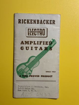 Rickenbacker Electro Amplified Guitars Vintage Brochure With Prices