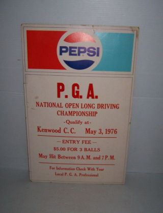 Vintage 1976 Pepsi Cola P.  G.  A.  Golf Cardboard Advertising Poster Sign