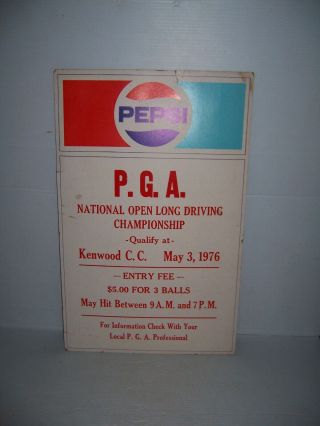 Vintage 1976 Pepsi Cola P.  G.  A.  Golf Cardboard Advertising Poster Sign 2