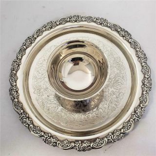 = Vintage Silver Plated 1 - Piece Attached Chip & Dip Set By Oneida 12 - 1/2 