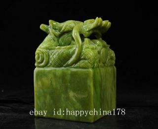 chinese natural jade hand - carved delicate dragon imperial jade seal j02 2