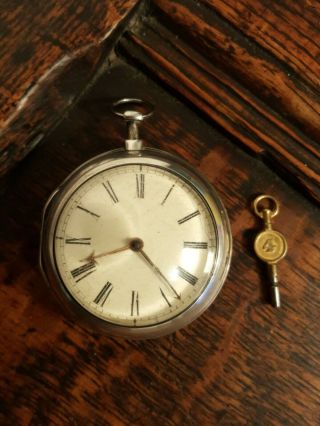 George Iii 1792 Silver Pair Cased Pocket Watch Richard Anderson,  Preston.