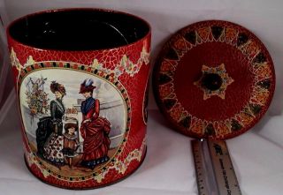 VINTAGE Victorian Ladies Tin - Made in England - collectible LOOK 2