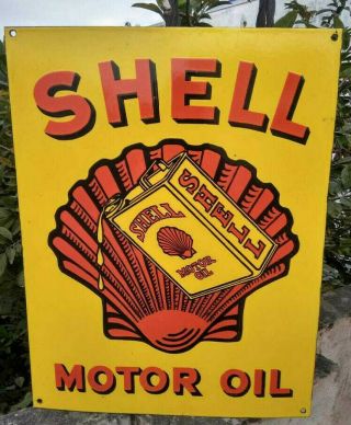 Shell Motor Oil Porcelain Enamel Sign 24x18 Inches Single Sided