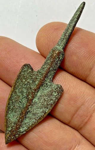 Ca 2500 Bc Early Bronze Age Greek Bronze Arrowhead - 4500 Years Old 12.  4gr 69mm